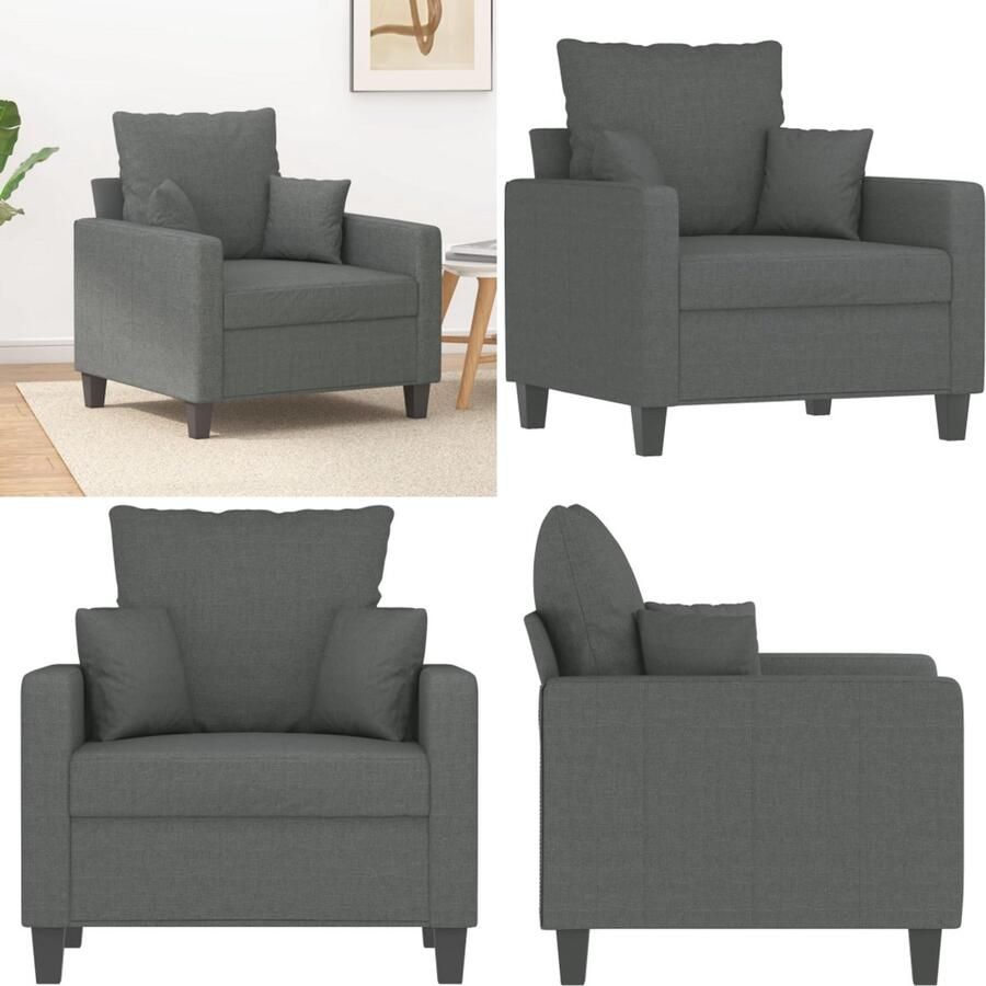 VidaXL Fauteuil Fauteuils Relaxfauteuil Leunstoel Fauteuil 60 cm stof donkergrijs