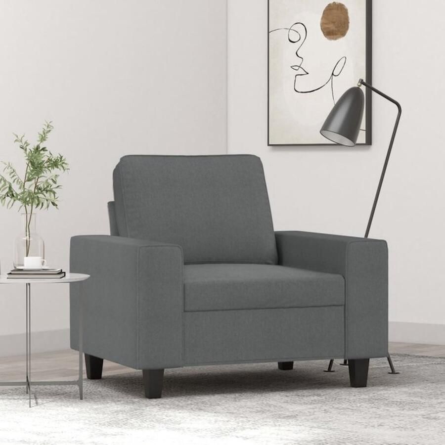 VidaXL Fauteuil 60 cm stof donkergrijs