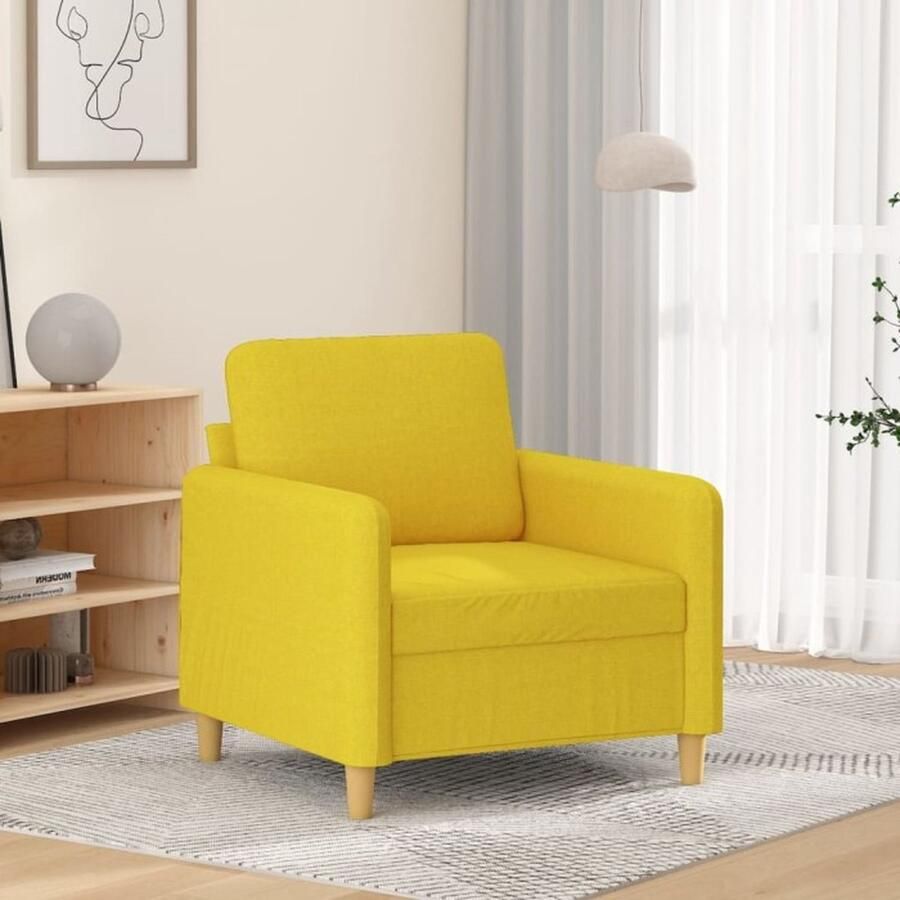 VidaXL Fauteuil 60 cm stof lichtgeel