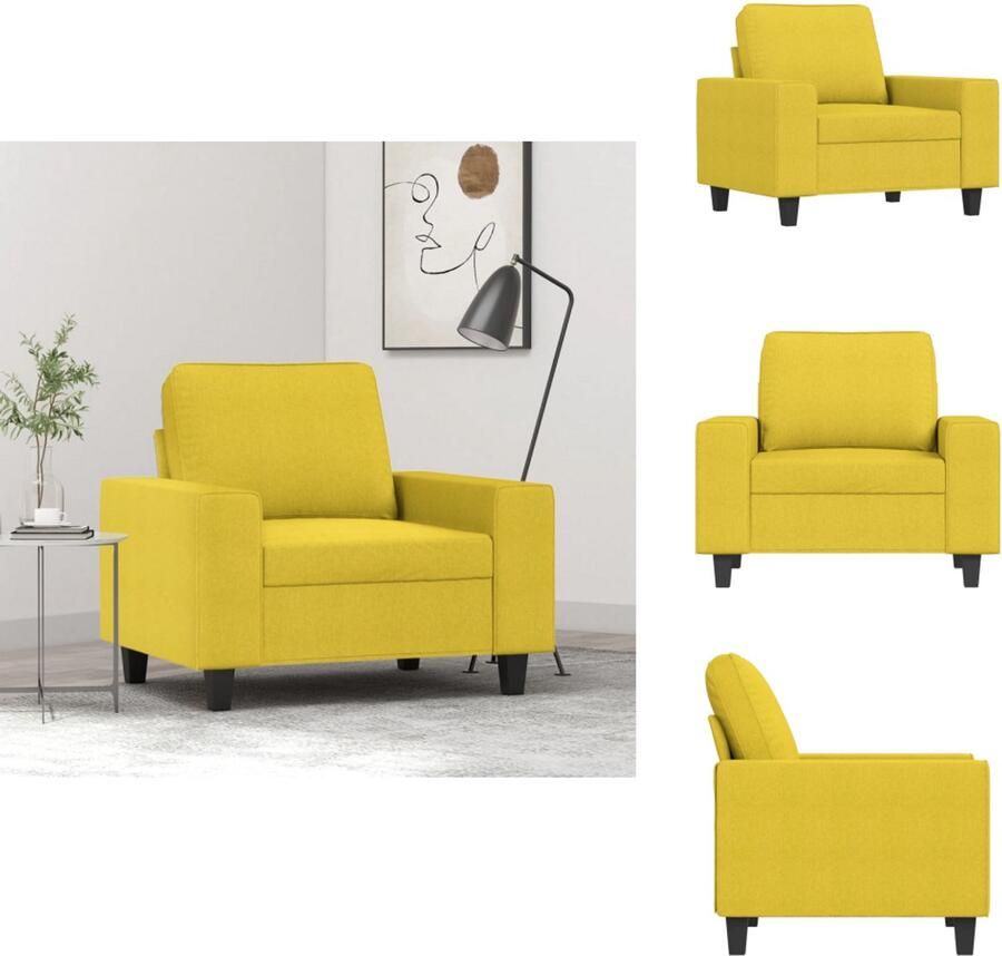VidaXL Fauteuil Fauteuils Relaxfauteuil Leunstoel Fauteuil 60 cm stof lichtgeel - Foto 2
