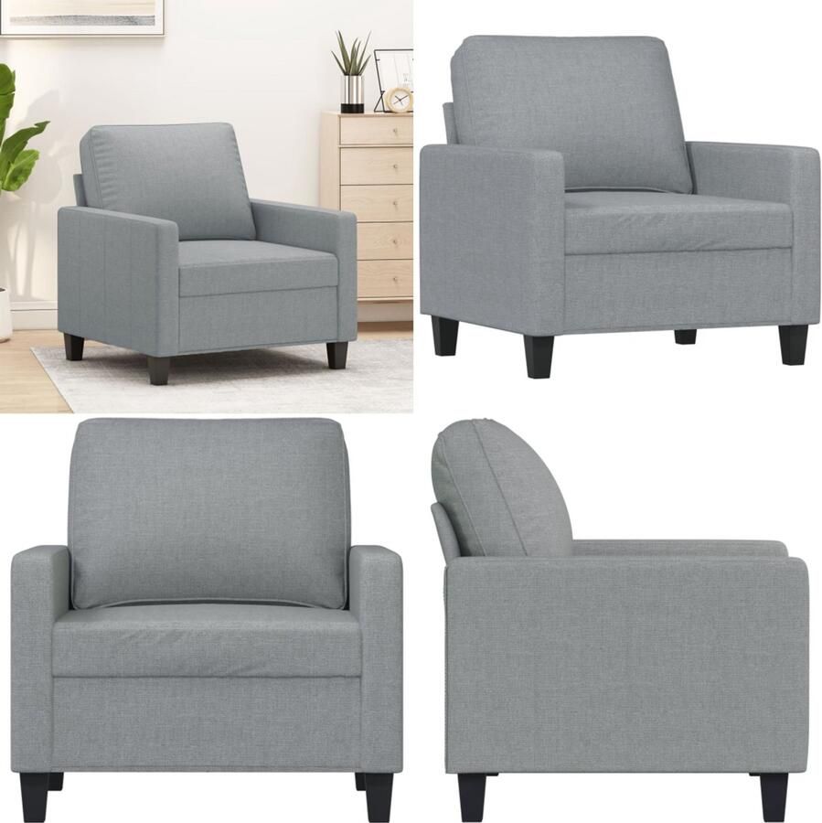 VidaXL Fauteuil 60 cm stof lichtgrijs Fauteuil Fauteuils Relaxfauteuil Leunstoel