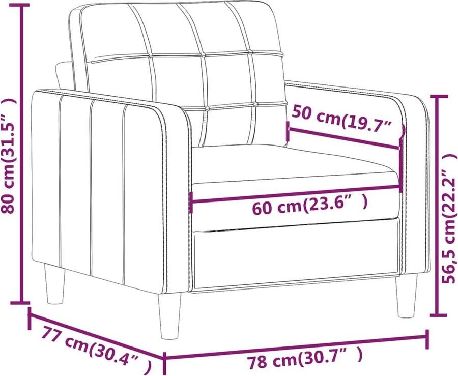 VidaXL Fauteuil 60 cm stof lichtgrijs