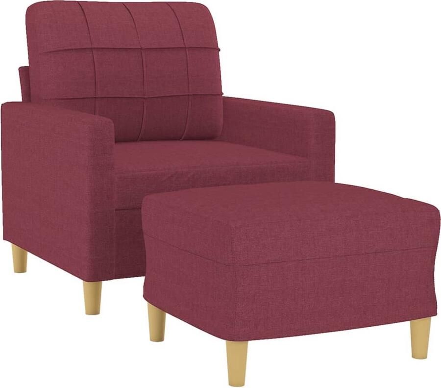 VidaXL Fauteuil met voetenbank wijnrood 60 cm Fauteuil Tuin Lounge Stoel Buiten Meubilair Rood Fauteuils Relax Stoel - Foto 2
