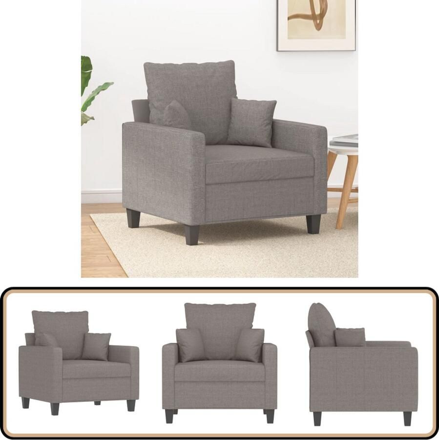 VidaXL Fauteuil 60 cm Taupe Stof Comfortabel Fauteuil Lounge Stoel Relaxstoel Zitcomfort Moderne Fauteuil