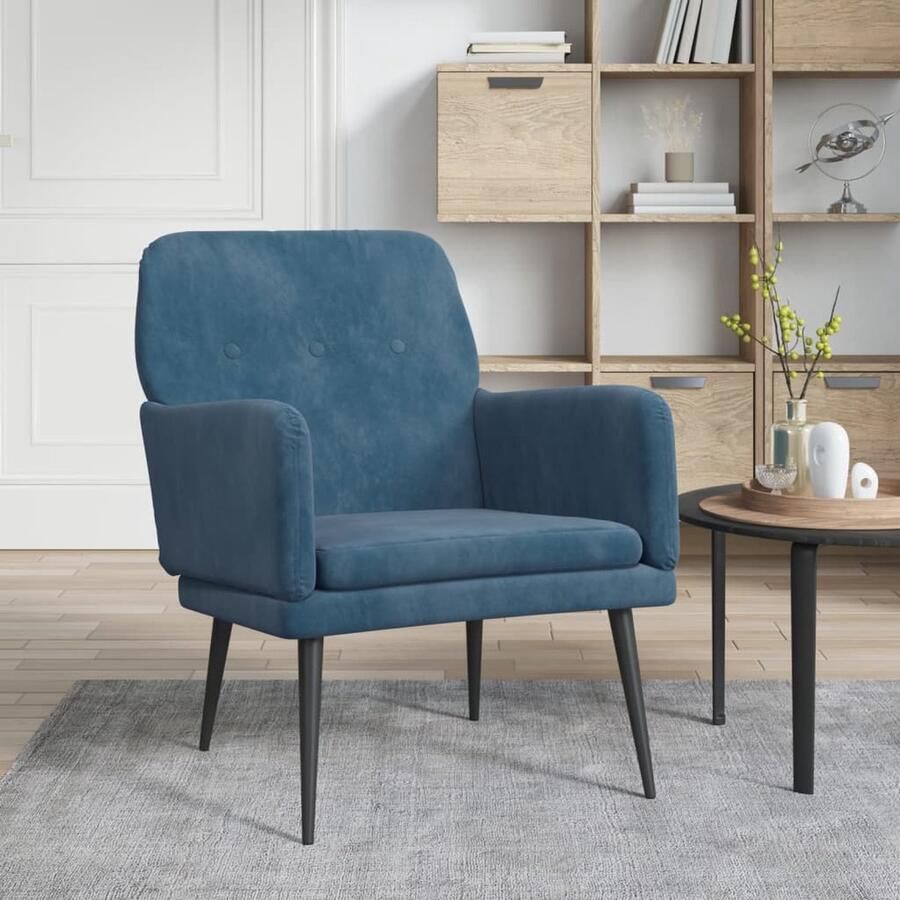 VidaXL Fauteuil 62x79x79 cm fluweel blauw - Foto 2