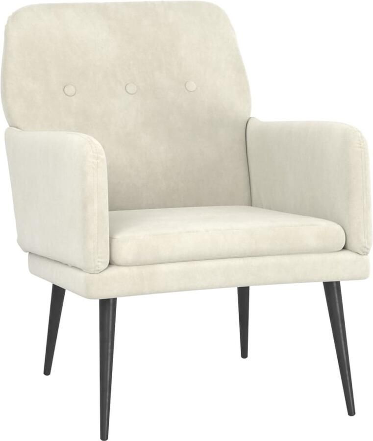 VidaXL VDXL Fauteuil 62x79x79 cm fluweel crèmekleurig - Foto 2