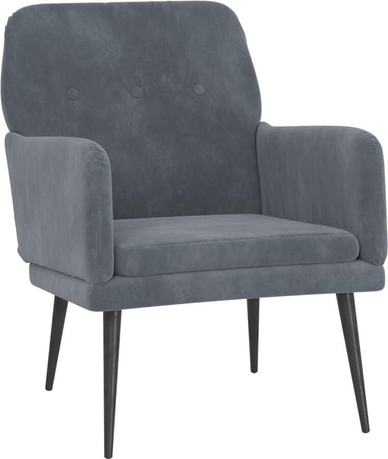 LuxeLivin' Fauteuil 62x79x79 cm fluweel donkergrijs