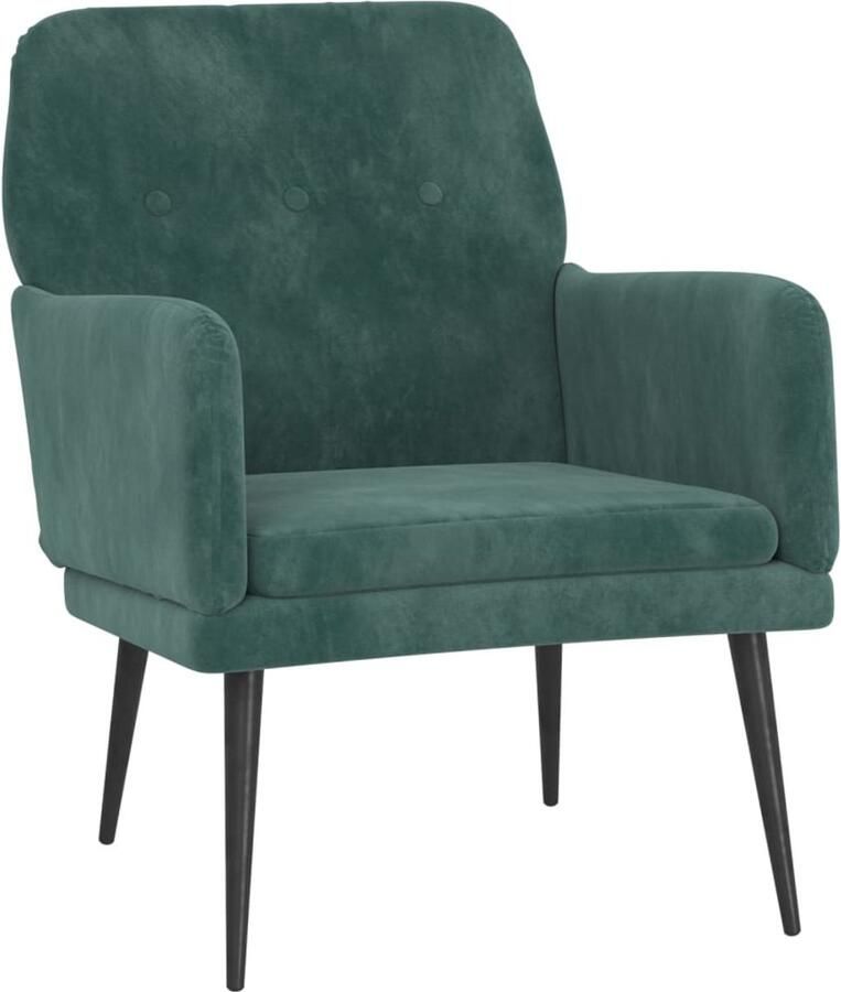 VidaXL Fauteuil 62x79x79 cm fluweel donkergroen Fauteuil Fluweel Donkere Kleuren Design Fauteuils Lounge Stoel