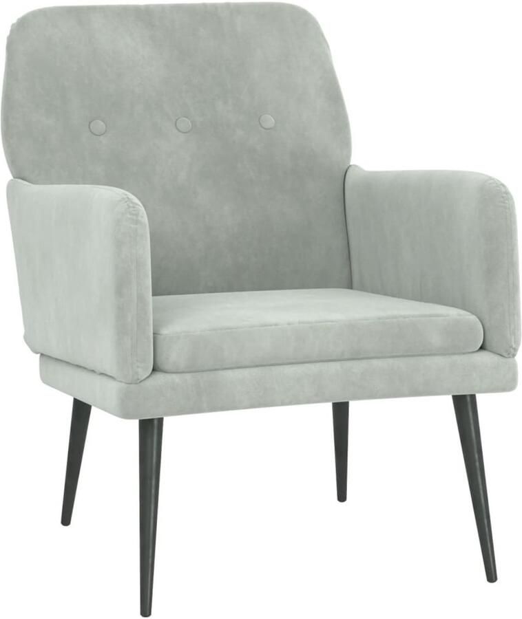 VidaXL Fauteuil Fluweel Lichtgrijs 62x79x79 cm Fauteuil Fauteuils Armstoel Ligstoel