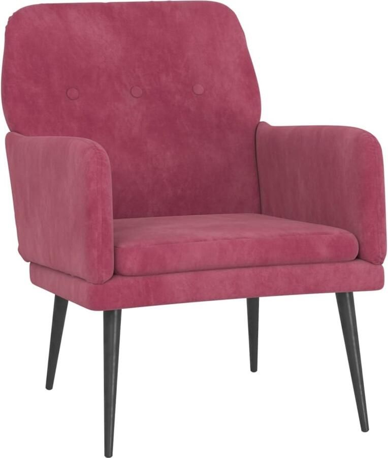 VidaXL VDXL Fauteuil 62x79x79 cm fluweel wijnrood - Foto 2