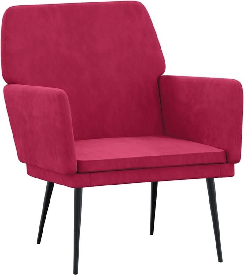 VidaXL VDXL Fauteuil 62x79x79 cm fluweel wijnrood - Foto 4