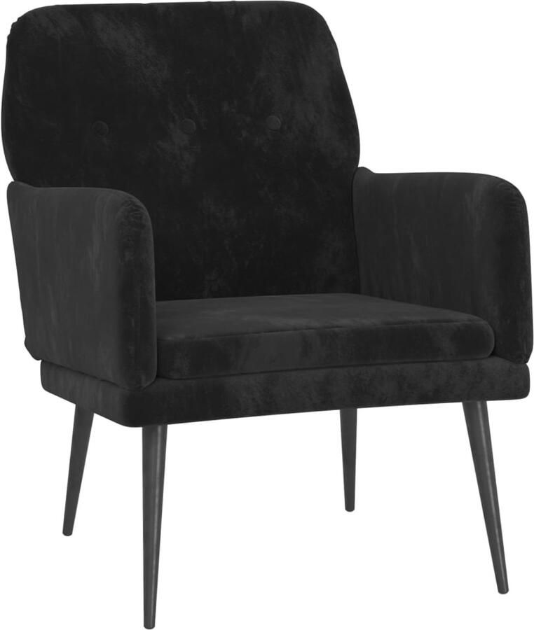 The Living Store Fauteuil 62x79x79 cm fluweel zwart Comfortabele Fauteuil Velvet Fauteuil Zwarte Fauteuil Lounge Stoel Fauteuils Kopen