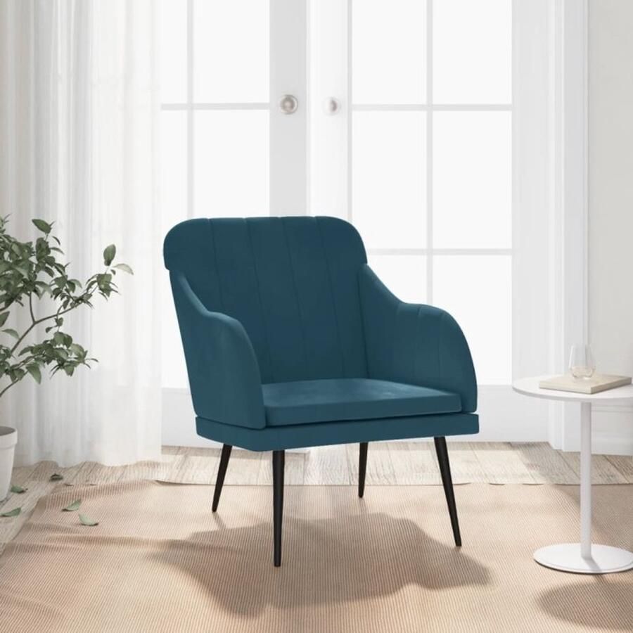 VidaXL Fauteuil 63x76x80 cm fluweel blauw - Foto 2