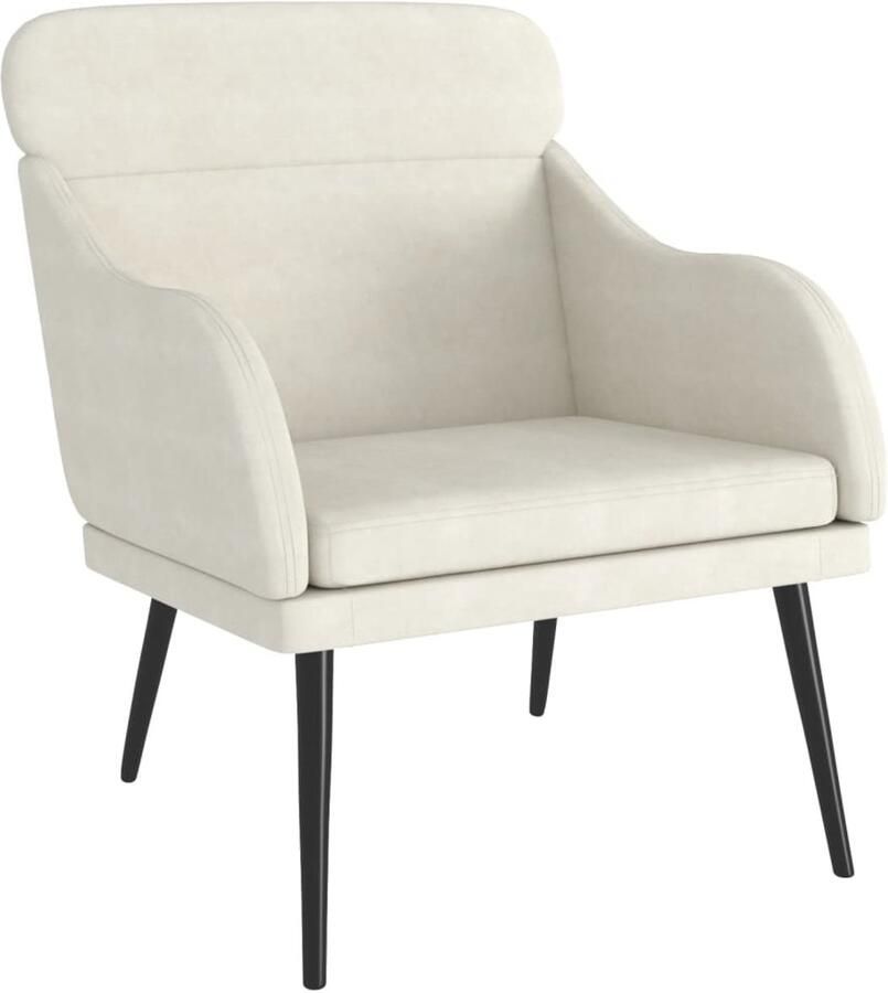 The Living Store Fauteuil 63x76x80 cm fluweel crèmekleurig Comfortabele Fauteuil Fluweelfauteuil Lounge Stoel Fauteuils Relaxfauteuil - Foto 3