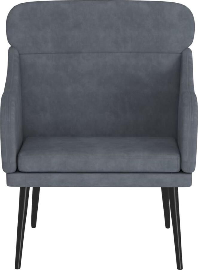 VidaXL Fauteuil 63x76x80 cm fluweel donkergrijs - Foto 4