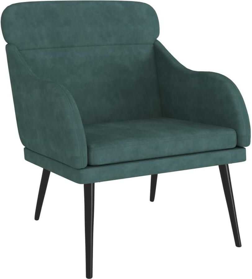 VidaXL Fauteuil Fluweel Donkergroen 63x76x80 cm Fauteuil Fauteuils Armstoel Ligstoel