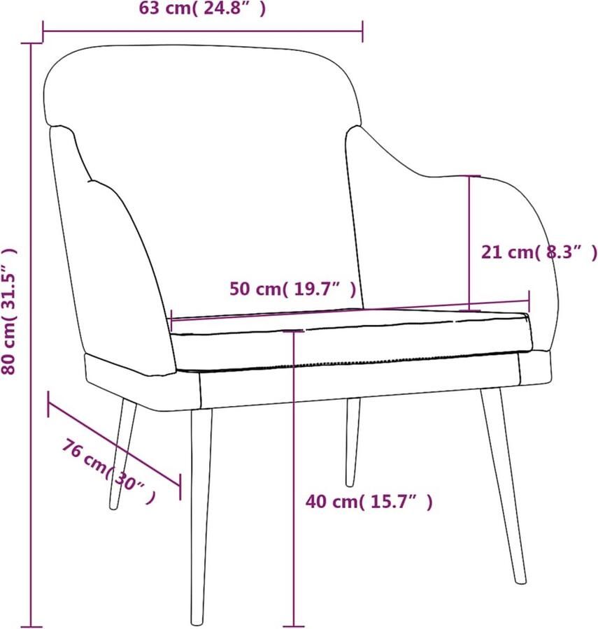 VidaXL Fauteuil 63x76x80 cm fluweel crÃ¨mekleurig - Foto 3