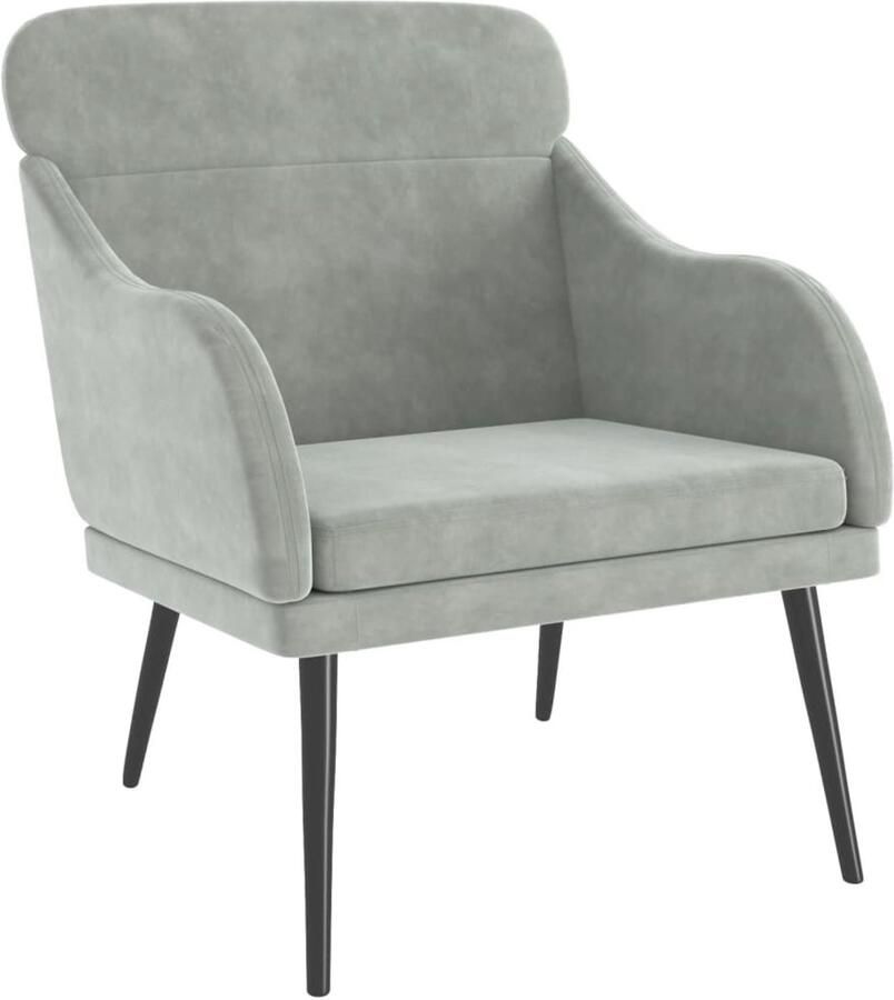 VidaXL Fauteuil Fluweel Lichtgrijs 63x76x80 cm Comfortabele Fauteuil Fauteuils Fluweelfauteuil Lounge Stoel Leesfauteuil