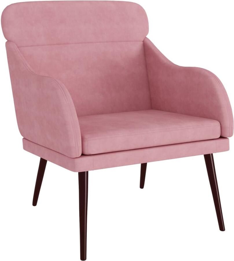 VidaXL Fauteuil 63x76x80 cm fluweel roze - Foto 3
