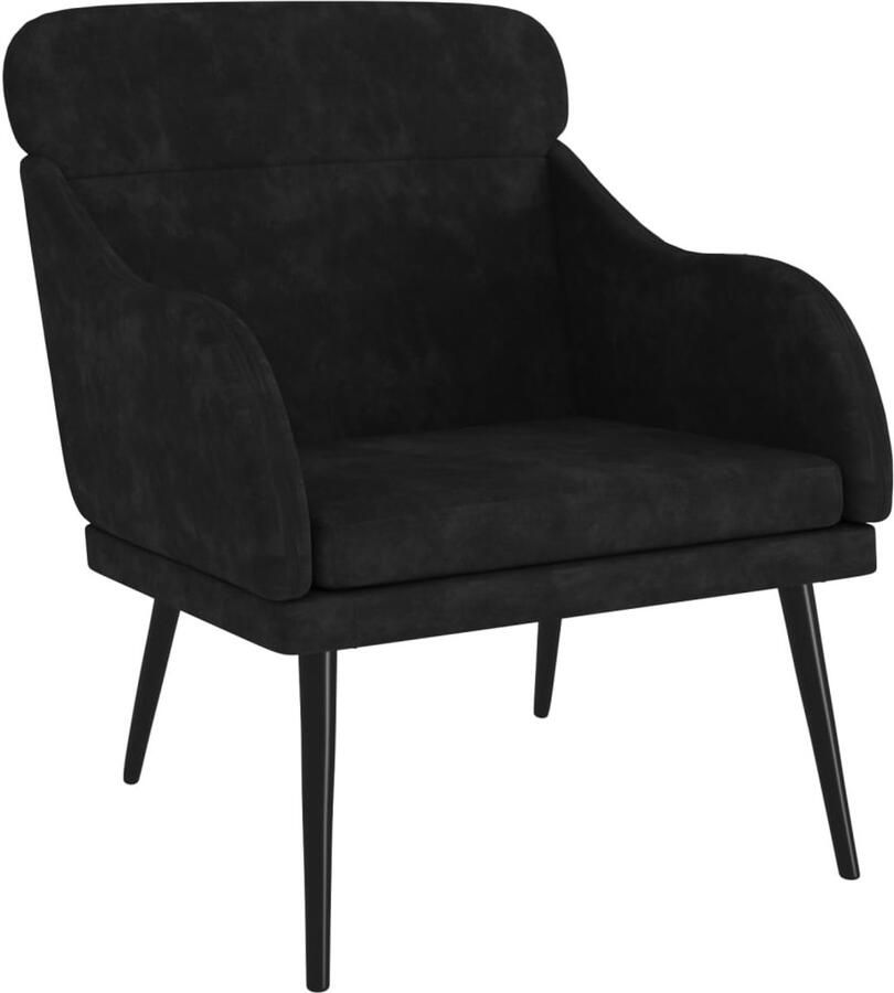 VidaXL Fauteuil Fauteuils Armstoel Ligstoel Fauteuil 63x76x80 cm fluweel zwart - Foto 3