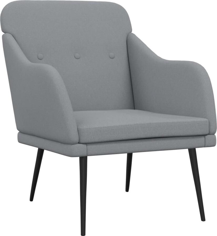 VidaXL Fauteuil 63x76x80 cm stof lichtgrijs - Foto 2