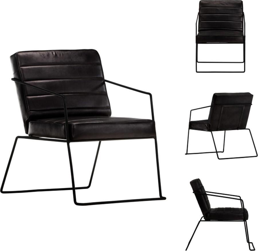 VidaXL Fauteuil Armstoel 52x70x71cm Zwart Echt Leer Fauteuil - Foto 2