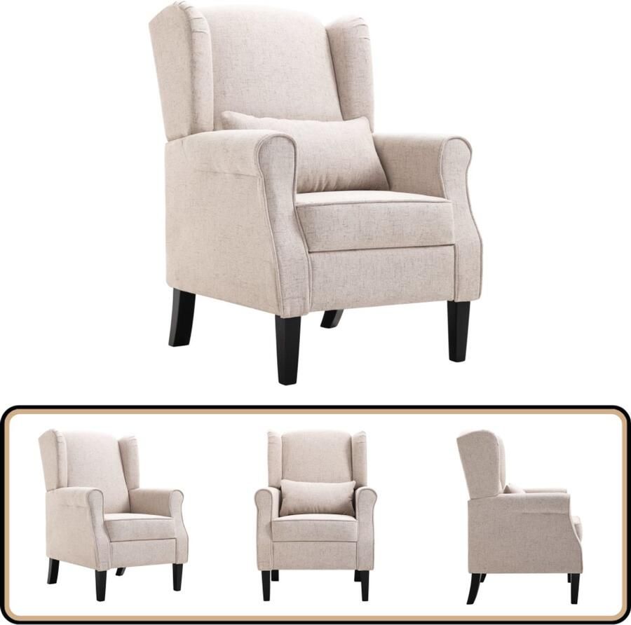 VidaXL Fauteuil Beige Comfortabel Design Comfortabele Stoel Fauteuils Online Kopen Lounge Stoelen Relaxfauteuil Vintage Fauteuil