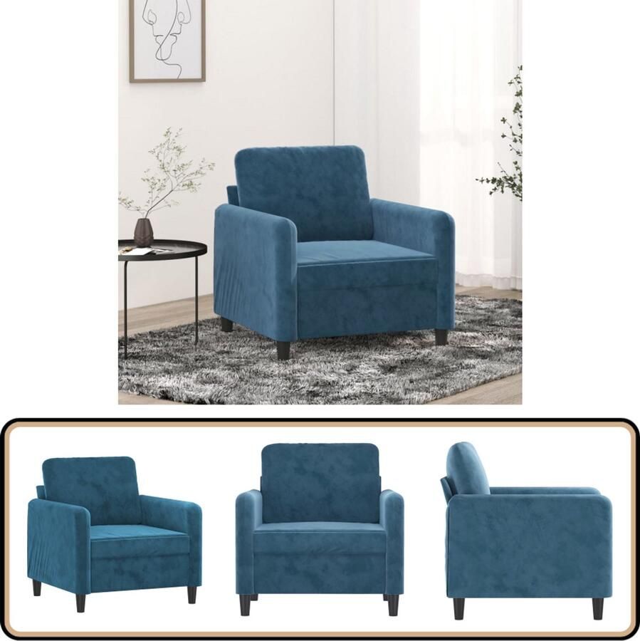 VidaXL Fauteuil Blauw Fluweel Comfort en Stijl Fauteuil Fluweelstoel Lounge Stoel Design Fauteuil Moderne Fauteuil
