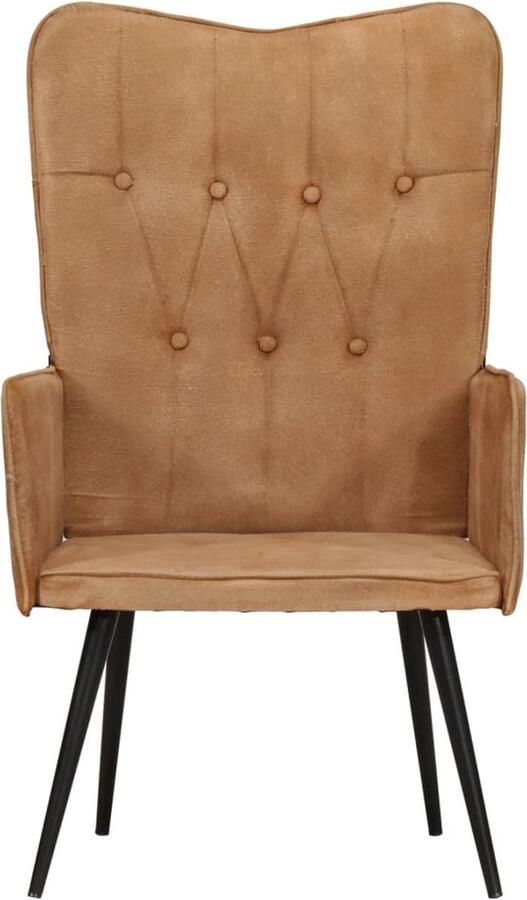 VidaXL Fauteuil Canvas Bruin Comfortabel Design Fauteuil Kanssstoelen Design Fauteuils Bruine Fauteuils Leren Fauteuils Lounge Stoel Leeshoek - Foto 2