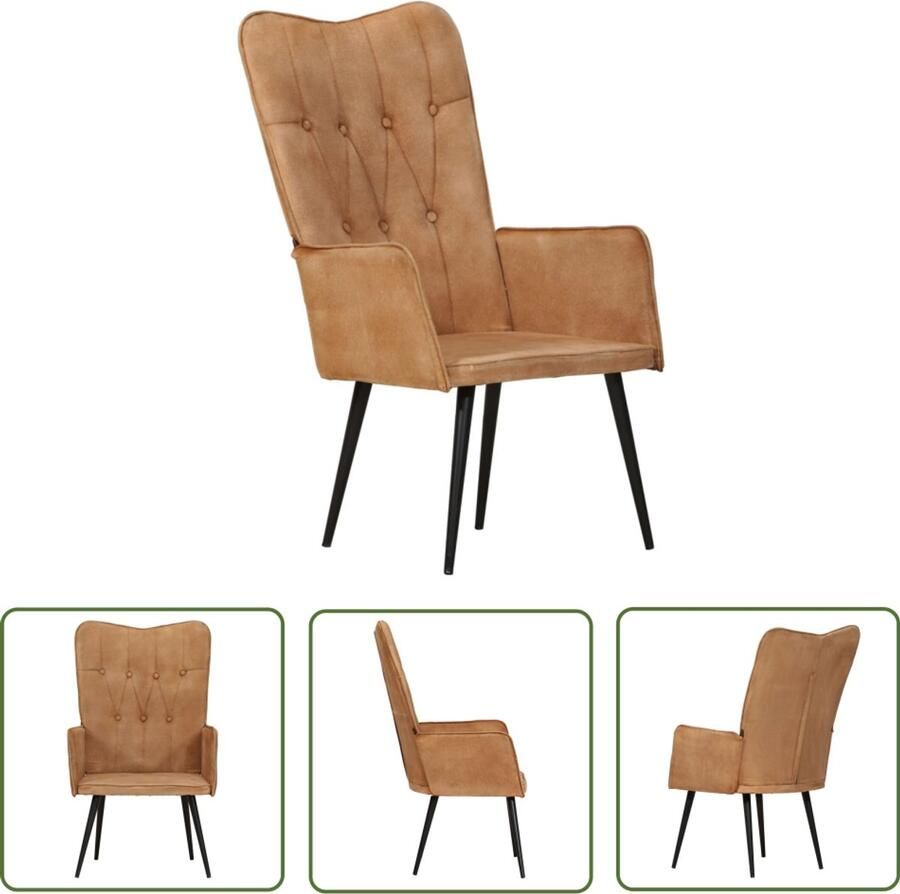 VidaXL Fauteuil Canvas Bruin Comfortabel Design Fauteuil Kanssstoelen Design Fauteuils Bruine Fauteuils Leren Fauteuils Lounge Stoel Leeshoek