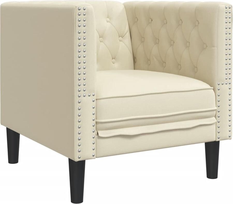 VidaXL Fauteuil Chesterfield Kunstleer Crème