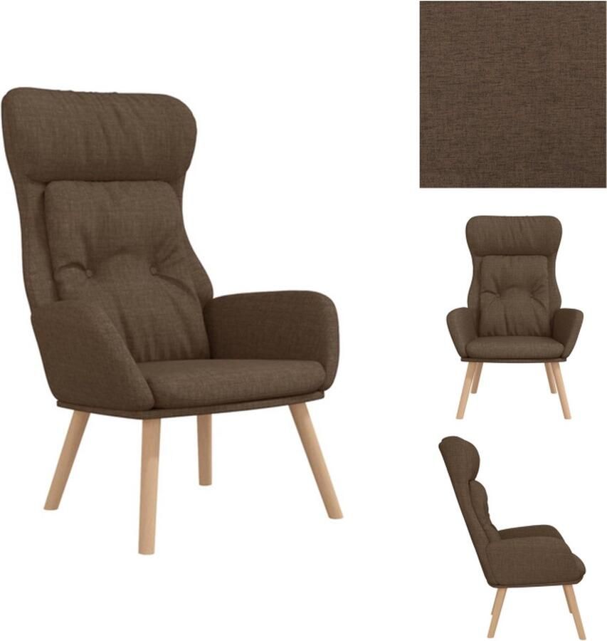 VidaXL Fauteuil Relaxstoel Bruin 70 x 77 x 98 cm Dik gevoerd Zacht aanvoelende stof Fauteuil - Foto 5