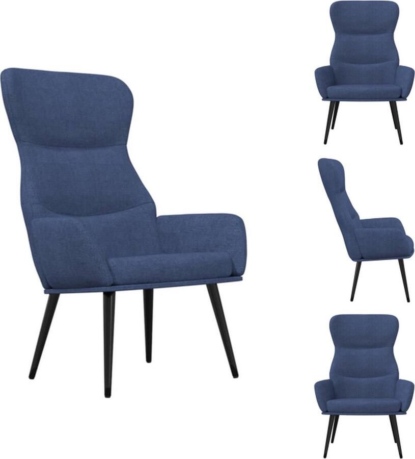 VidaXL Relaxstoel Relaxstoelen Fauteuil Relaxfauteuil Relaxstoel stof blauw - Foto 2