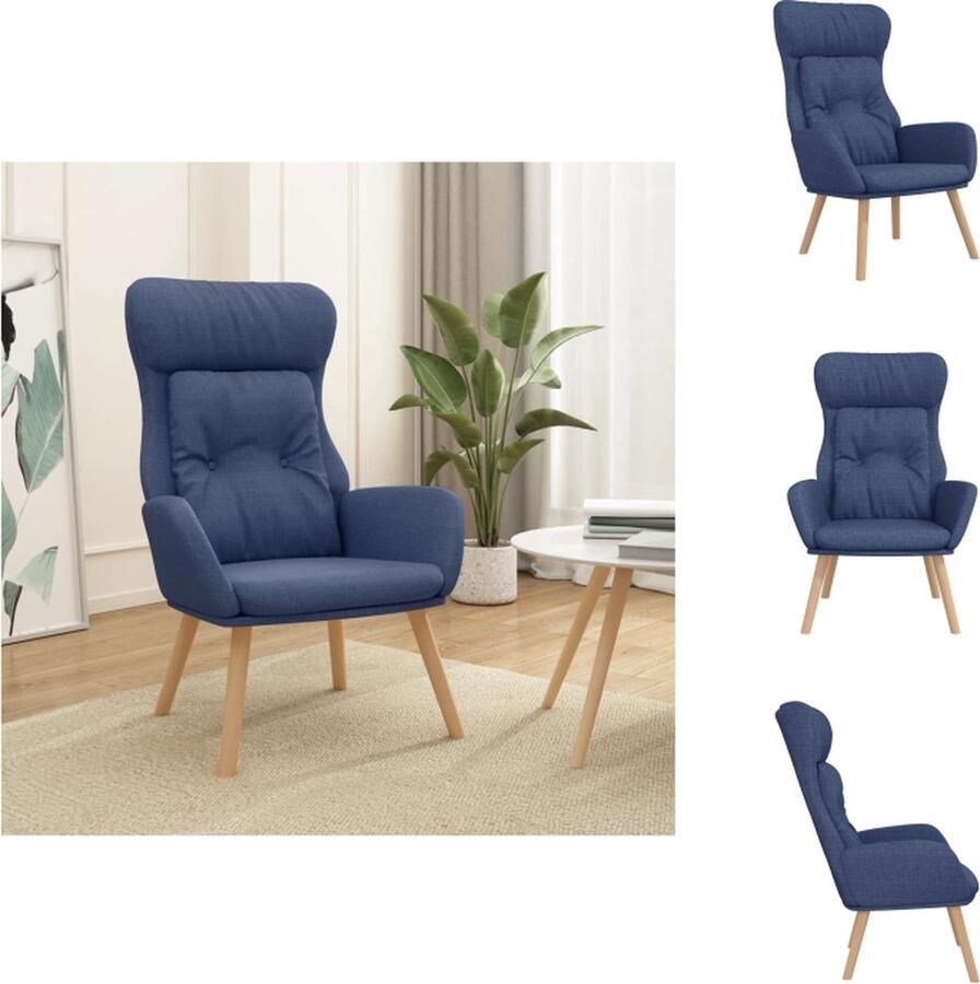 VidaXL Relaxstoel Relaxstoelen Fauteuil Relaxfauteuil Relaxstoel stof blauw - Foto 2