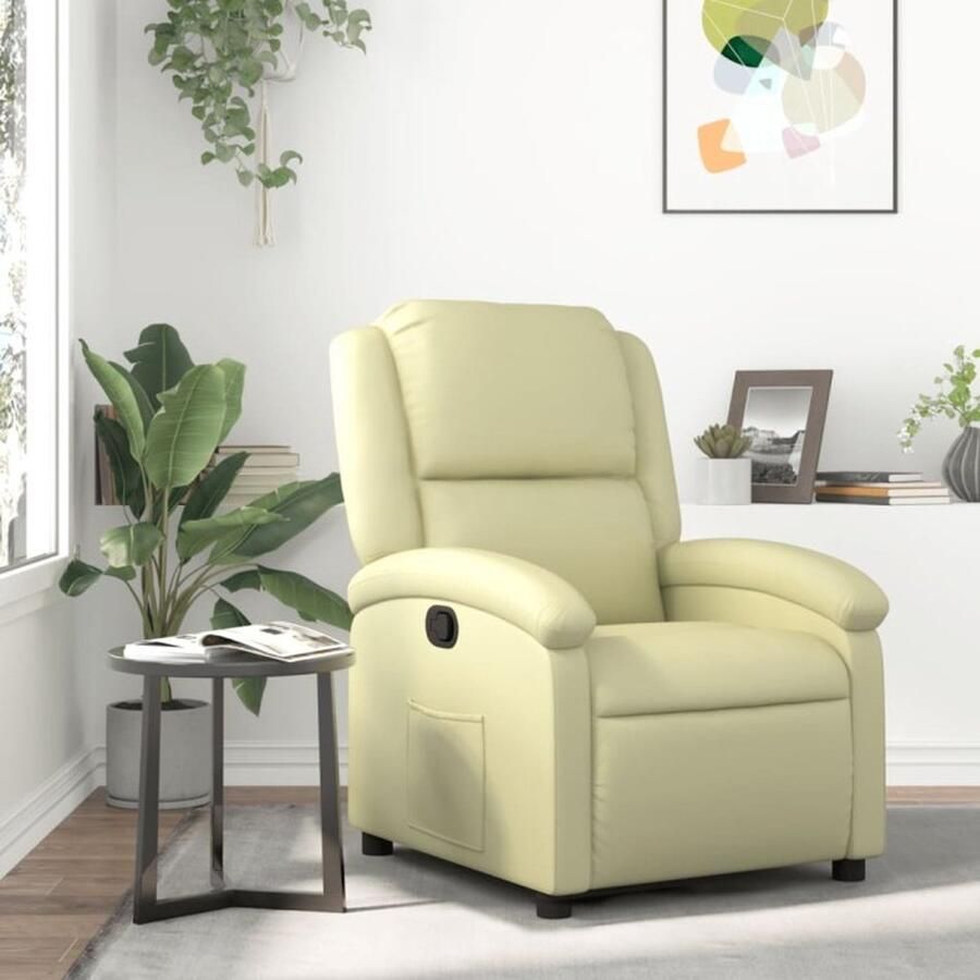 VidaXL Fauteuil echt leer crèmekleurig - Foto 2
