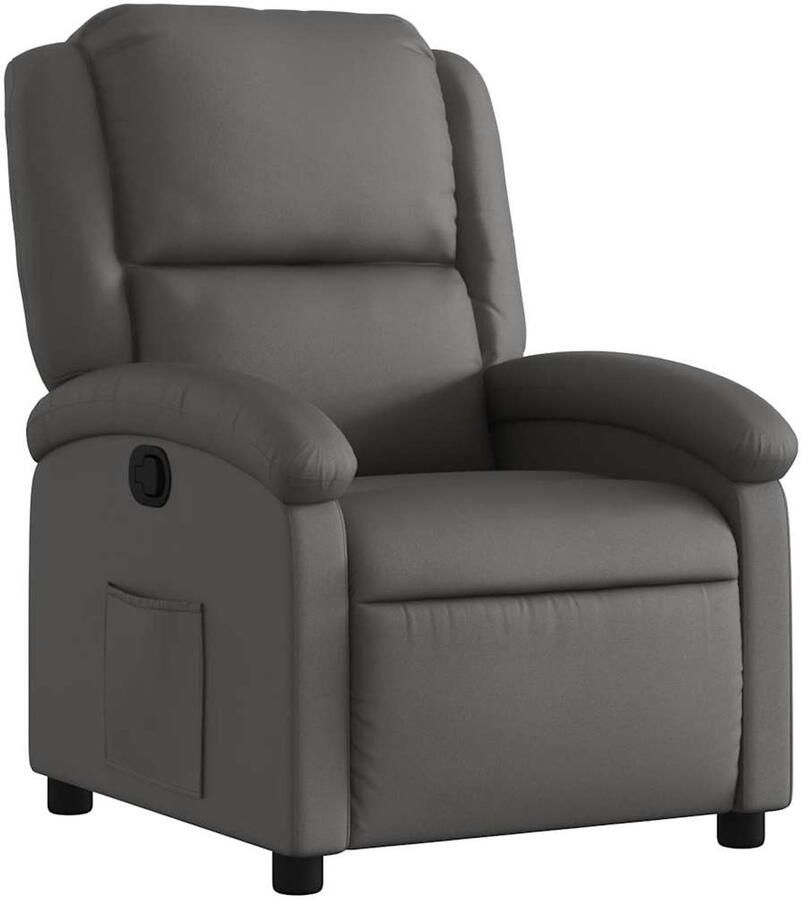VidaXL Fauteuil echt leer grijs - Foto 2