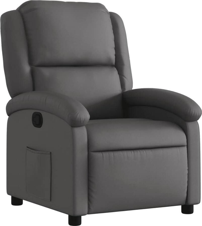 VidaXL Fauteuil Echt Leer Grijs Luxe Comfort