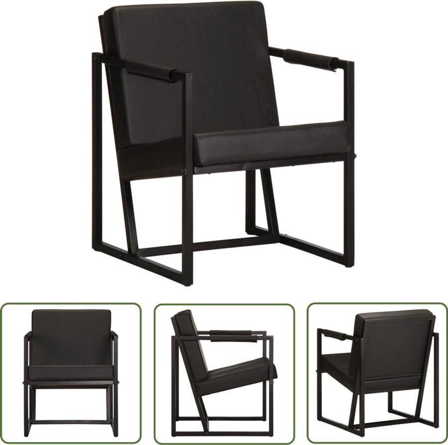 The Living Store Fauteuil Echt Leer Zwart 55x62x75cm Comfortabel Comfortabele Fauteuil Leren Fauteuil Zwarte Fauteuil Fauteuils Fauteuil Kopen