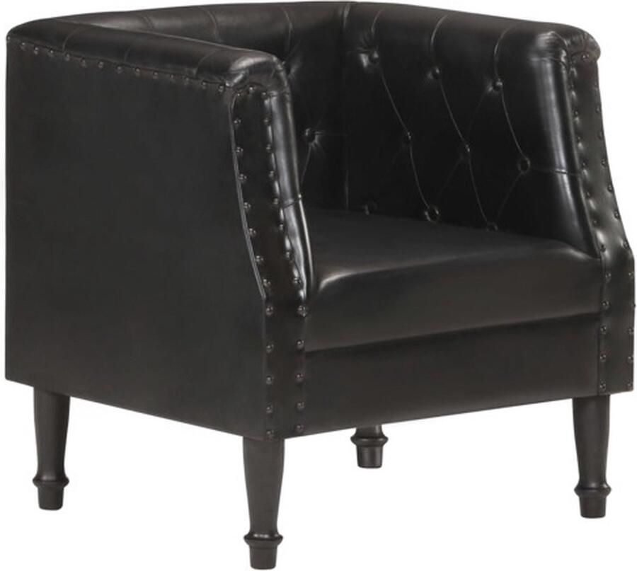 VidaXL Fauteuil echt leer zwart