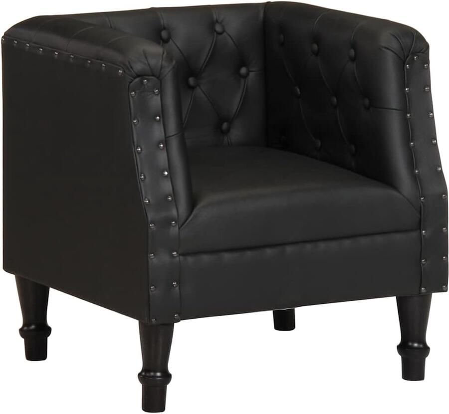 VidaXL Fauteuil Fauteuils Leer Leren Fauteuil echt leer zwart