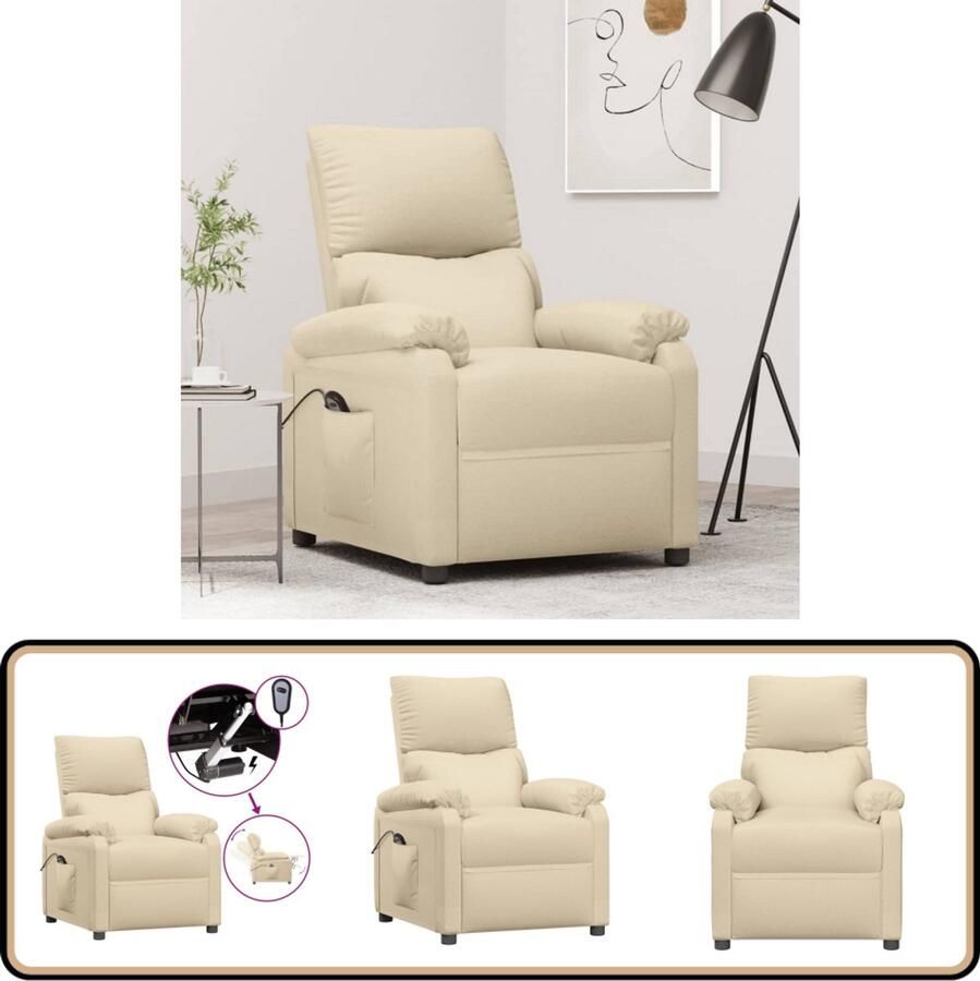 VidaXL Fauteuil Elektrisch Verstelbaar crème Elektrische Fauteuil Loungestoel Relaxfauteuil Tv-fauteuil Lederlook