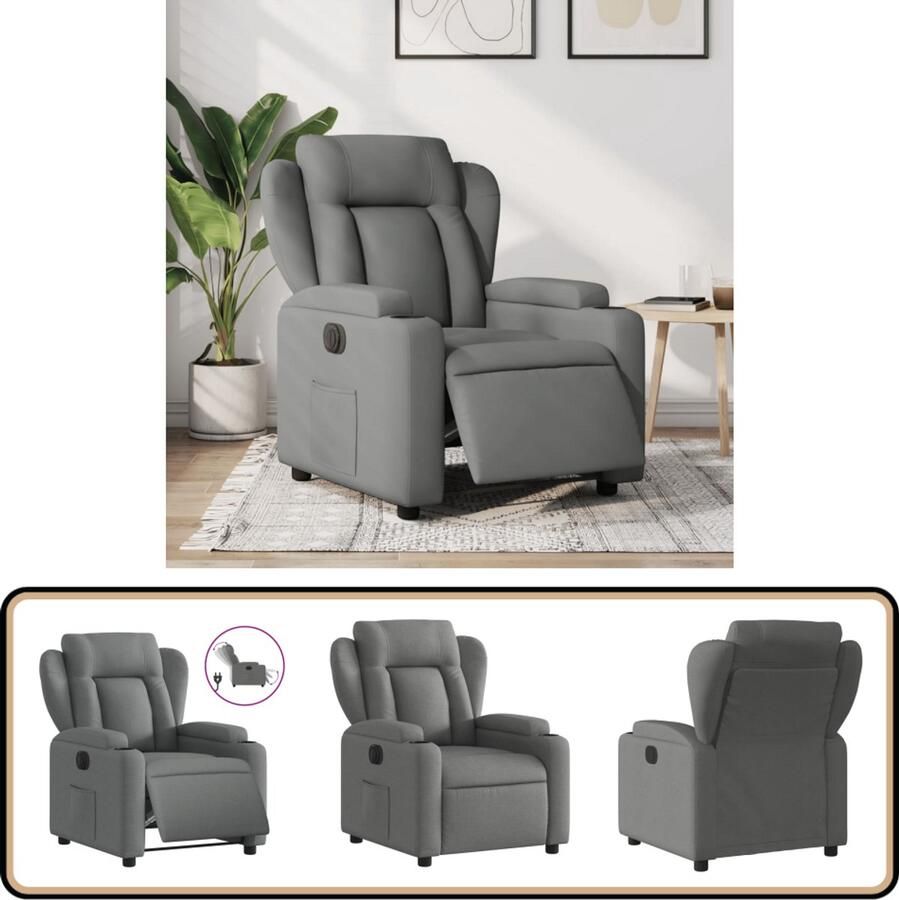 VidaXL Fauteuil Elektrisch Verstelbaar Donkergrijs Elektrische Fauteuil Elektrische Loungestoel Fauteuils Grijs Lounge Stoel Ergonomische Stoel