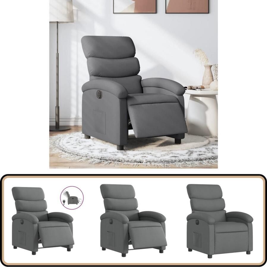 VidaXL Fauteuil Elektrisch verstelbaar Donkergrijs Elektrische Fauteuil Elektrische Verstelbare Fauteuil Loungestoel Relaxfauteuil Fauteuils Grijs