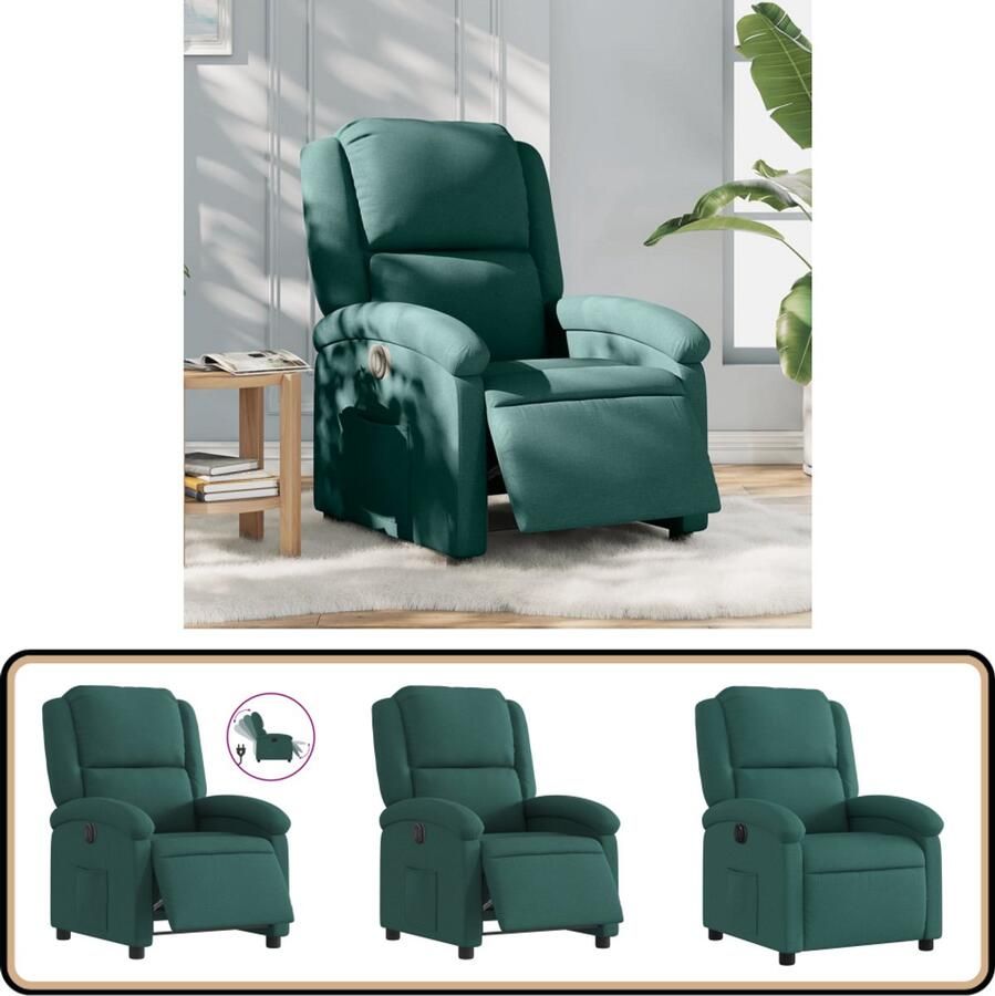 VidaXL Fauteuil elektrisch verstelbaar Donkergroen Elektrisch Verstelbare Fauteuil Elektrisch Verstelbare Fauteuils Relaxfauteuil Draaifauteuil