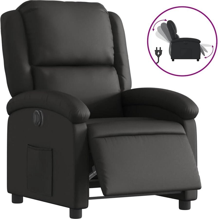 Vida XL vidaXL Fauteuil elektrisch verstelbaar echt leer zwart-VXL-3204254 - Foto 2