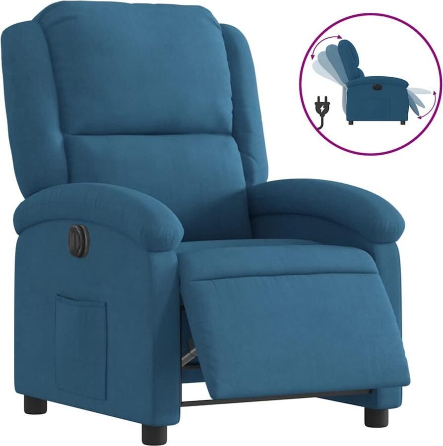 VidaXL Fauteuil elektrisch verstelbaar fluweel blauw