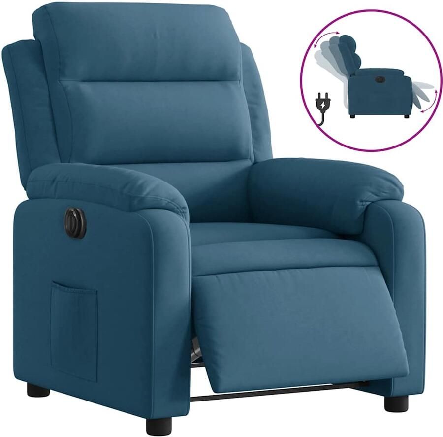 VidaXL Fauteuil elektrisch verstelbaar fluweel blauw