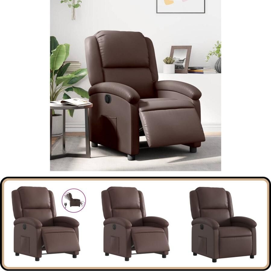 VidaXL Fauteuil Elektrisch Verstelbaar Kunstleer Bruin Elektrische Fauteuil Verstelbare Fauteuil Lederlook Fauteuil Loungefauteuil Relaxfauteuil