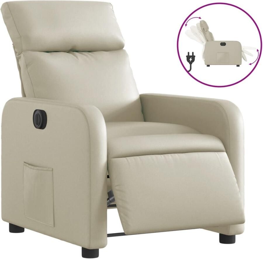 VidaXL Fauteuil elektrisch verstelbaar kunstleer crèmekleurig