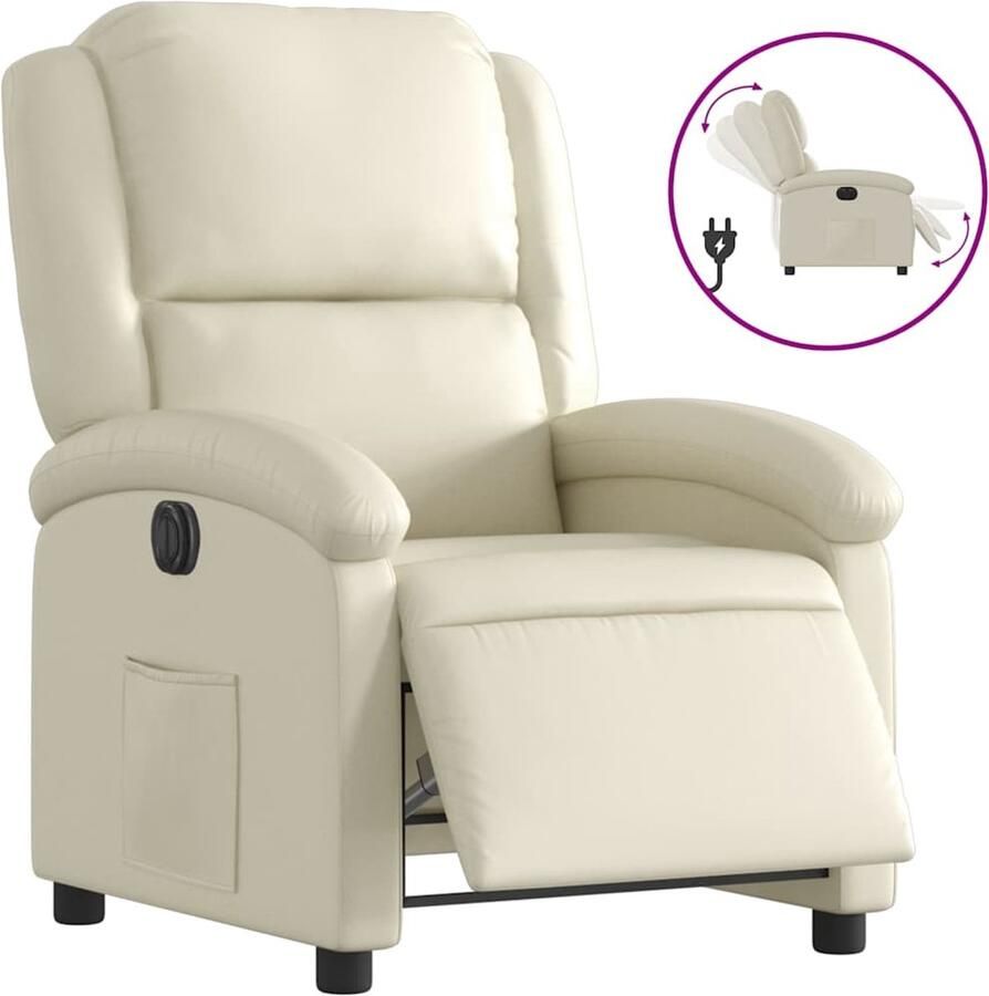 VidaXL Fauteuil elektrisch verstelbaar kunstleer crèmekleurig
